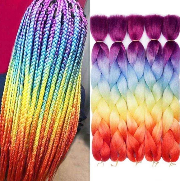 24 inch rainbow hair braiding extensions - Picture 2 of 7
